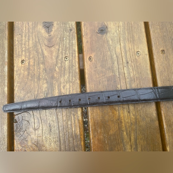 Mens Burberry Croco Embossed NEW Leather Belt🔥Vintage Brass Buckle🔥 - Picture 7 of 16